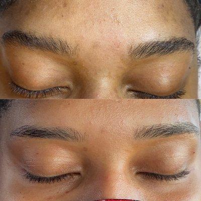 Brow wax before and after