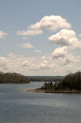 Where one of the islands intersects with the water.