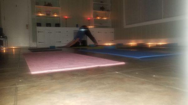 Getting ready for candlelight yoga