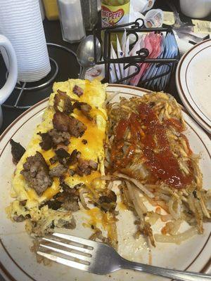 Meat lovers omelette