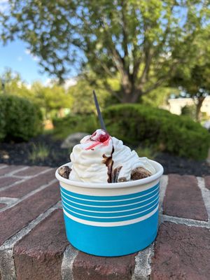 Peanut butter sundae with banana pudding ice cream.