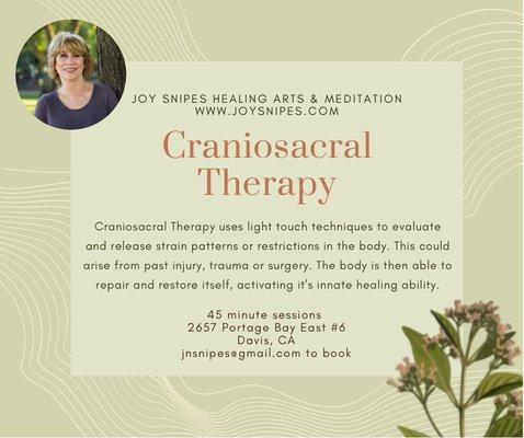 Craniosacral therapy is a gentle yet profound hands-on therapy that helps the body release restrictions that lead to pain and dysfunction.