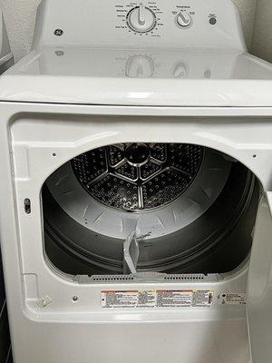 Inside of dryer is roughed up -- prone to overheating, also has a distinct smell despite cleaning the lint