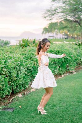 Party dress from her mom wedding dress