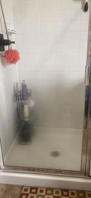 Before shower clean (Hard water stains!)