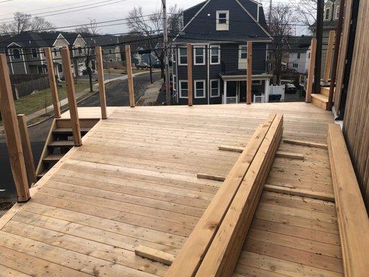 Siberian larch deck under construction.