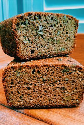 Sourdough, Vegan, Danish rye bread with seeds (Rugbrød)