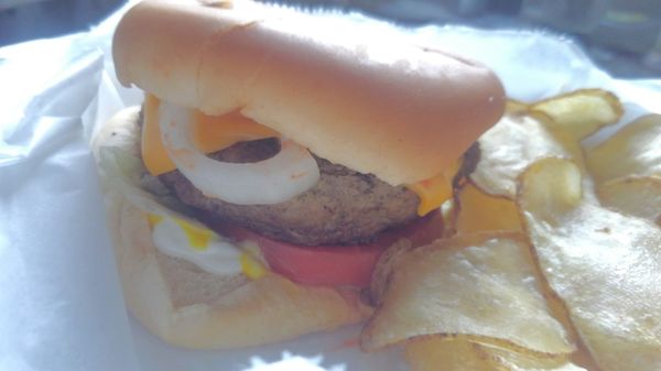 Side view of the burger.