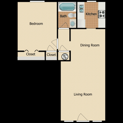 1 Bedroom 1 Bathroom 700 SqFt