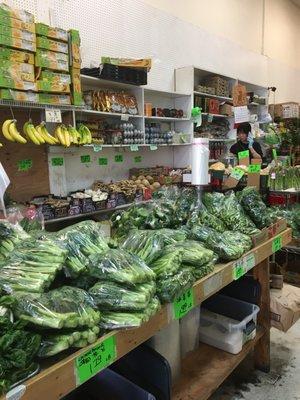 Lots of Chinese vegetables for sale including pea sprouts which I don't always see