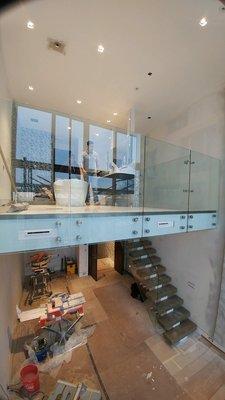 Glass Railing at 2nd floor alcove