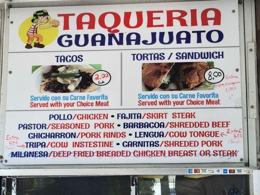 Higher prices for tripe and tongue.   Milanesa removed.