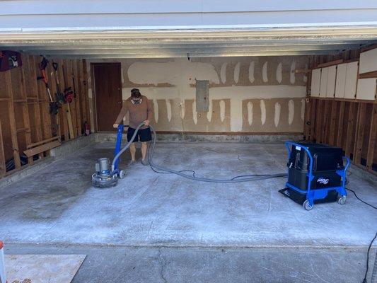 James Island, SC...Garage Floor...DURING (grinding process)