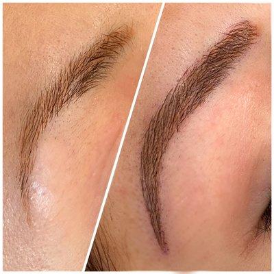 Before and after: microblading color correction