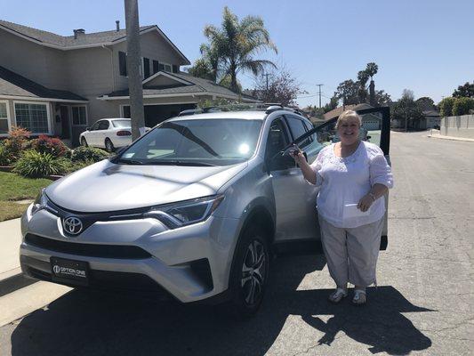 Another happy customer! Delivered a Toyota RAV4 straight to her home!