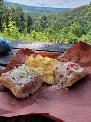 Italian sub, Martin's Salt & Vinegar chips and~that view~