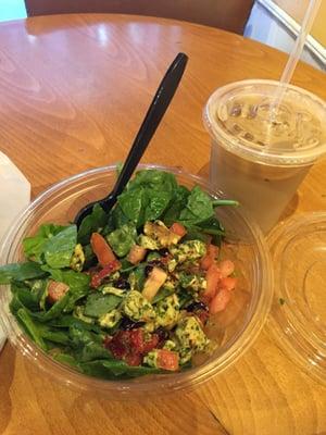 Salad with iced coffee