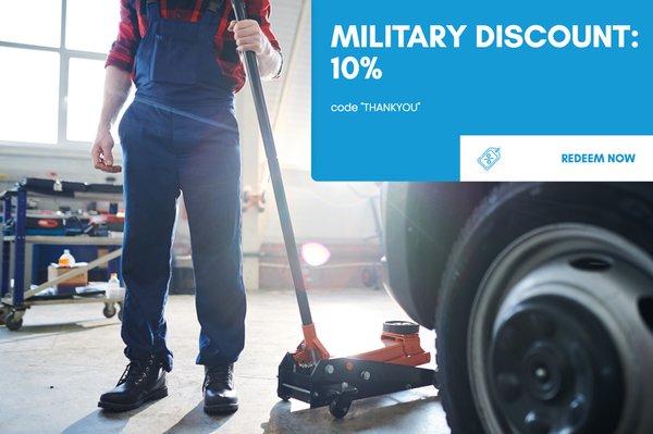 To show our appreciation for your service, we offer 10% discounts to military families (with ID).