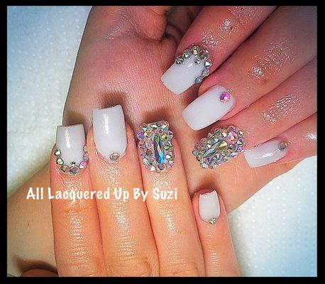 All colored acrylic and Swarovski crystal nails