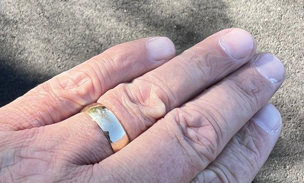 Wedding band, comfort fit, was a size 15 now a size 13.25!