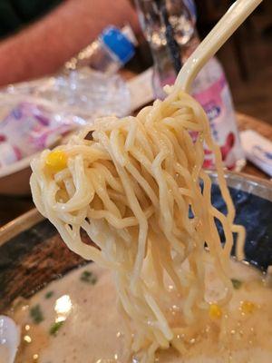 A spoonful of The Pork chashu in Close-up.