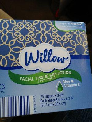 I love my Willow facial tissue with lotion!