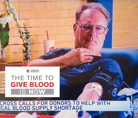 Commander Ray D. donates blood at Red Cross Blood Drive