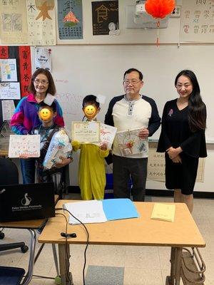 10/2022 Poster Competition - Lower Level Student Winners w/Teacher, Co-Principal Lee, & Committee Chair