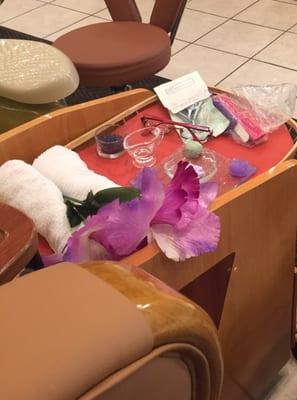 Deluxe Pedicure with lavender.