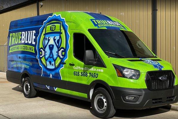 Truck wrap design for True Blue Heating & Cooling | KickCharge Creative