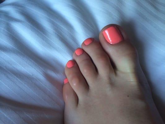 Excuse my toes. Beautiful pedicure though.