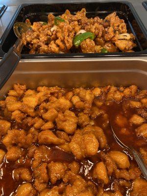 Singapore chicken and orange chicken