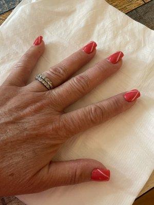 My "V" nails for our daughter's wedding. Thank you, Dylan!