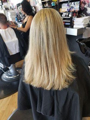 Heavy blonde highlights