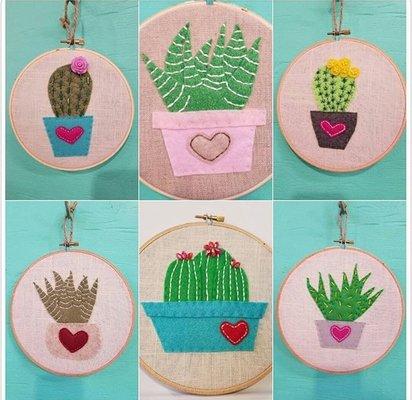 Embroidered and felt succulent art!