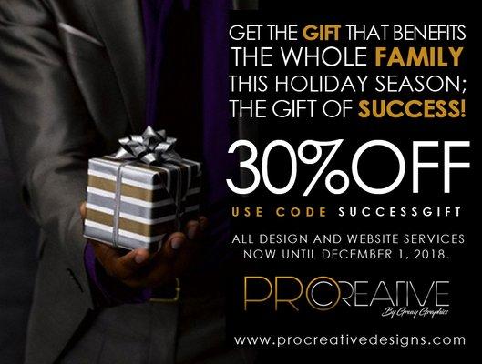 Logo, Business Cards, Brochures, Websites & more. Just a few "Gifts of Success" for the entreprenuer in your life! Place your order in time