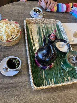 Traditional Ethiopian Coffee with Rue presentation