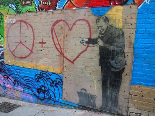 Banksy's love and peace, in Chinatown.