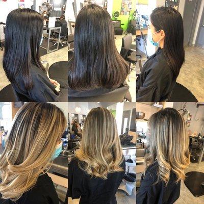 Asian hair with balayage ombré done by Victoria