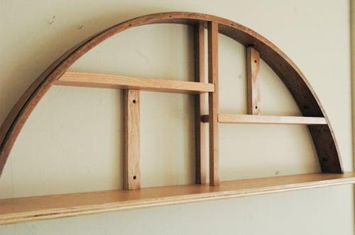 Recycled wood showcase shelving