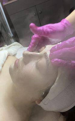 Deep pore cleanse with steam and AHA/BHA and or retinols for customized treatments.