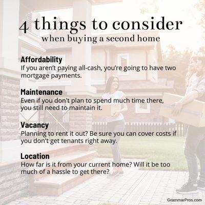 Consider these before buying your second home.