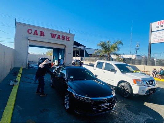 Hand wash 100% details, wax, ceramic coating.