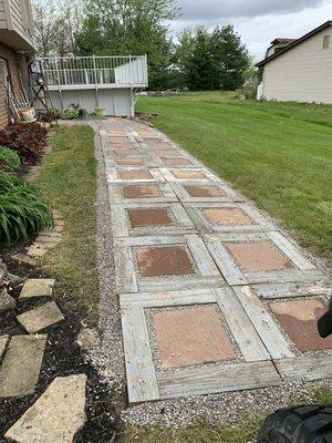 Repurposed deck wood turned into a walkway