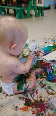 Free play with non-toxic paint.