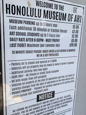 Museum parking rates