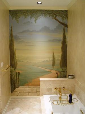 Landscape Mural in a Master Bathroom