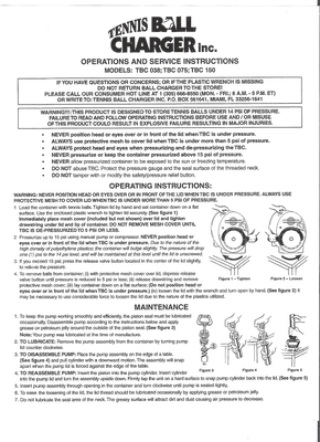 Instructions and info on Tennis Ball Charger.