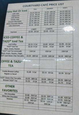 Courtyard: Starbucks Coffee Menu