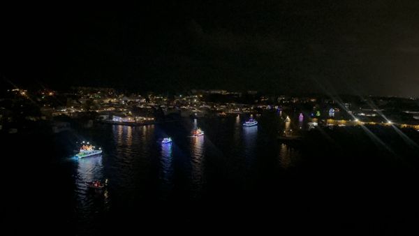 The Christmas Lights Boat Show from my balcony! :)))